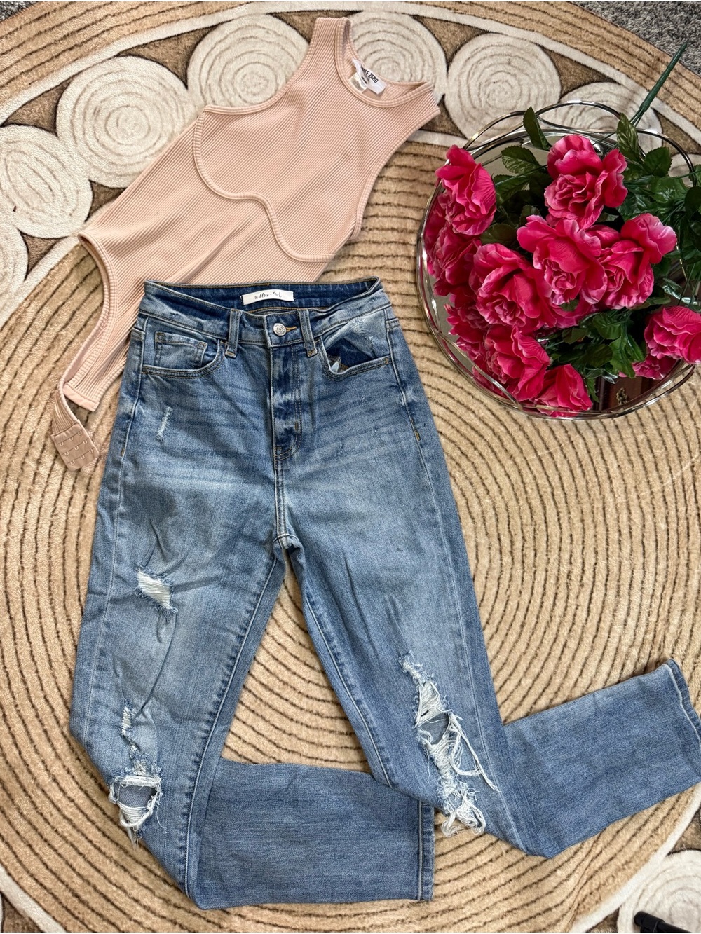 Willow Root Light Blue Distressed Skinny Jeans